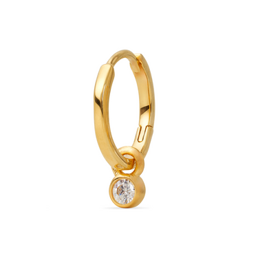 CHLOE CHARM HUGGIE HOOP WITH WHITE CZ IN GOLD VERMEIL - EARRINGS from STELLAR 79 - Shop now at stellar79.com 