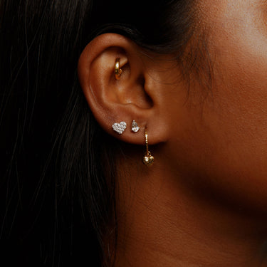 HEART THREADED STUD EARRING