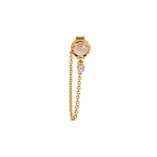 SHAKTI MOONSTONE & WHITE TOPAZ TEAR DROP CHAIN STUD EARRING IN GOLD VERMEIL - EARRINGS from STELLAR 79 - Shop now at stellar79.com 