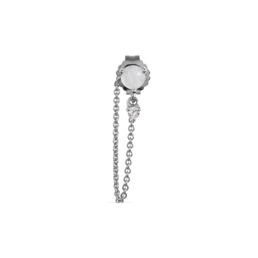 SHAKTI MOONSTONE & WHITE TOPAZ TEAR DROP CHAIN STUD EARRING IN STERLING SILVER - EARRINGS from STELLAR 79 - Shop now at stellar79.com 