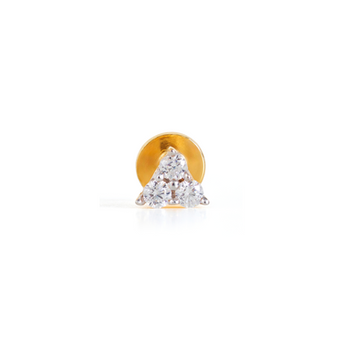 TRIO WHITE CZ THREADED STUD EARRING IN GOLD VERMEIL - EARRINGS from STELLAR 79 - Shop now at stellar79.com 