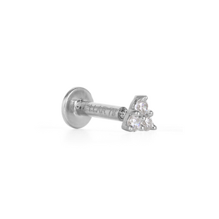 TRIO WHITE CZ THREADED STUD EARRING IN STERLING SILVER - EARRINGS from STELLAR 79 - Shop now at stellar79.com 