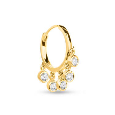 AMAYA WHITE TOPAZ 5 DROPS HOOP EARRING IN GOLD VERMEIL - EARRINGS from STELLAR 79 - Shop now at stellar79.com 