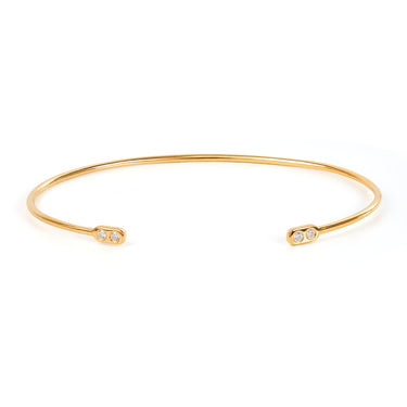 AMELIA CUFF BANGLE WITH WHITE ZIRCON IN 9 KARAT SOLID GOLD - BRACELETS from STELLAR 79 - Shop now at stellar79.com 