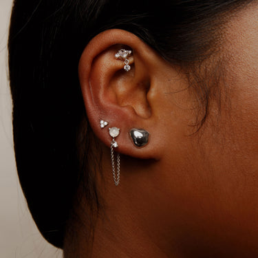 Shakti Moonstone & White Topaz Tear Drop Chain Stud Earring