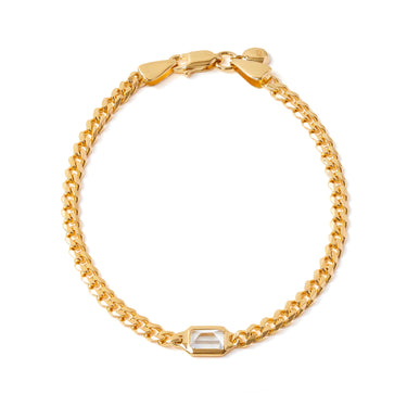 GAIA WHITE TOPAZ CURB CHAIN BRACELET IN GOLD VERMEIL - BRACELETS from STELLAR 79 - Shop now at stellar79.com 