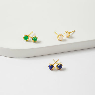 PRECIOUS GREEN ONYX STUD EARRINGS - MAY - EARRINGS from STELLAR 79 - Shop now at stellar79.com 