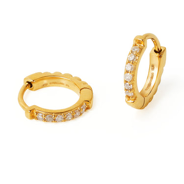MELISSA DIAMOND HUGGIE HOOP IN 9 KARAT SOLID GOLD - EARRINGS from STELLAR 79 - Shop now at stellar79.com 