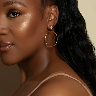 Lune Rainbow Moonstone Bold Hoops - EARRINGS from STELLAR 79 - Shop now at stellar79.com 