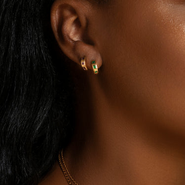Element Emerald Huggie Hoops - EARRINGS from STELLAR 79 - Shop now at stellar79.com 