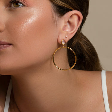 Lune Rainbow Moonstone Bold Hoops - EARRINGS from STELLAR 79 - Shop now at stellar79.com 