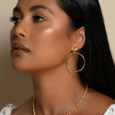 Lune Rainbow Moonstone Bold Hoops - EARRINGS from STELLAR 79 - Shop now at stellar79.com 