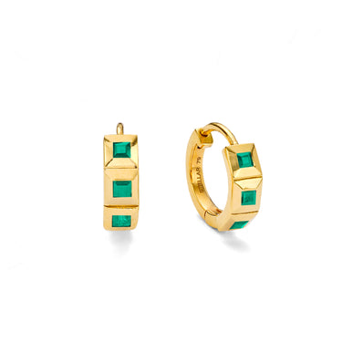 Element Emerald Huggie Hoops - EARRINGS from STELLAR 79 - Shop now at stellar79.com 
