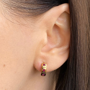 Element Ruby Huggie Hoops - EARRINGS from STELLAR 79 - Shop now at stellar79.com 