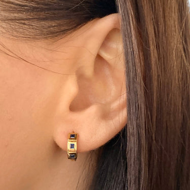 Element Sapphire Huggie Hoops - EARRINGS from STELLAR 79 - Shop now at stellar79.com 