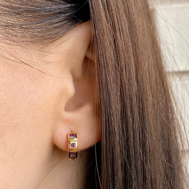 Element Amethyst Huggie Hoops - EARRINGS from STELLAR 79 - Shop now at stellar79.com 